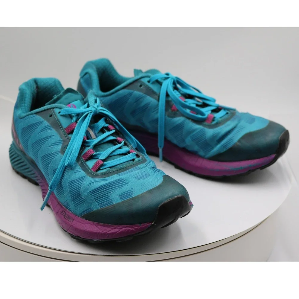Merrell Agility Peak Flex 2 Trail Running Shoes Womens 7.5 Teal Purple Mesh